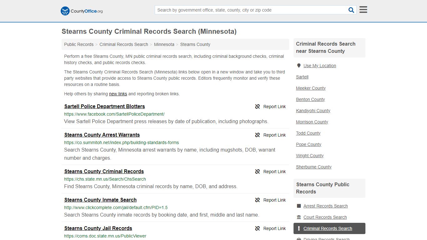 Stearns County Criminal Records Search (Minnesota) - County Office